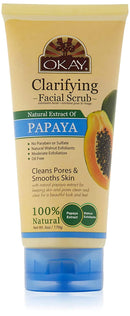 OKAY | Papaya Facial Scrub | Moderate Exfoliant | Cleans Pores - Smoothes Skin | Natural Papaya Extract | 6 oz Okay
