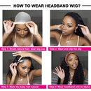 HeadBand Wig Curly Human Hair Wigs for Black Women Brazilian 10A Human Hair None Lace Front Water Wave Wigs Machine Made Wigs Natural Color 150% Density 24 Inch MISSJAY