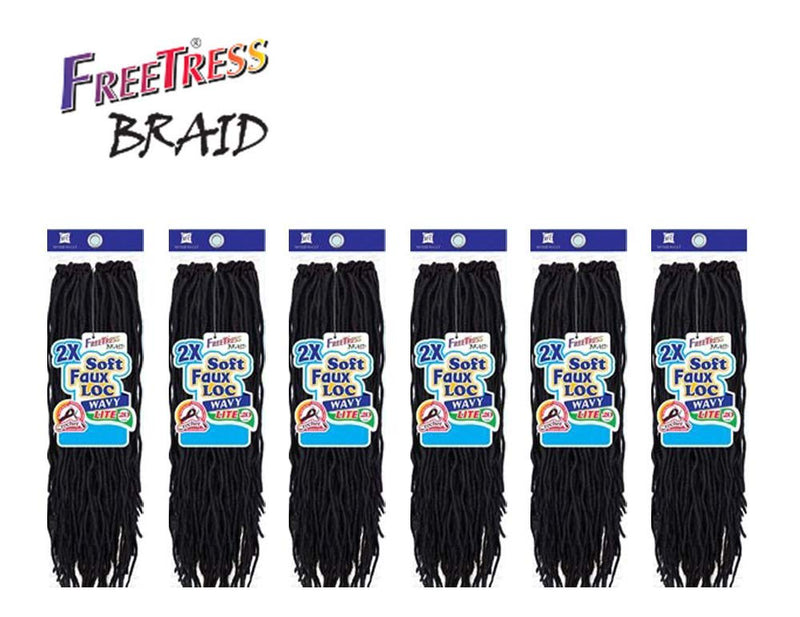 MULTI PACK 2X SOFT WAVY FAUX LOC 20" - Freetress Synthetic Crochet Braid Dread [OT530; 6-Pack] Freetress