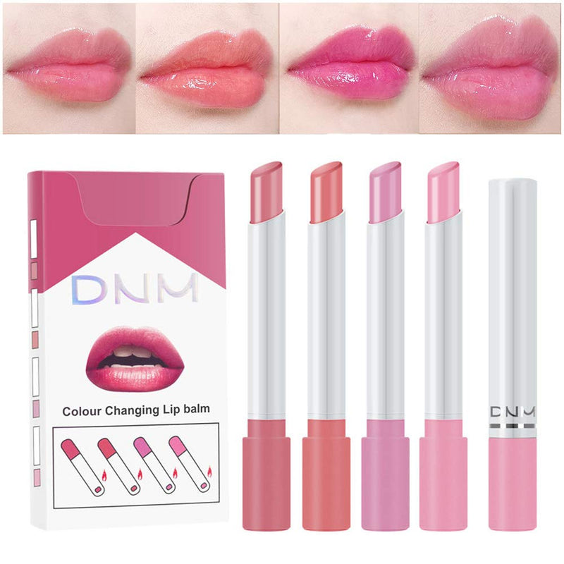 evpct 4 pk Mini Cigarette Color Changing Change Lipstick Sets PH Lip Balm Kit,DNM Litte Smoke Tube Red Lipstick Moisturizing Lip Stain Long Lasting Waterproof for Women labiales matte larga (A-Set05) evpct