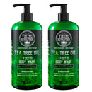 Tea Tree Oil Body Wash Soap for Men - Helps Athlete's Foot, Toenail, Jock Itch, Eczema, Ringworm & Body Odors - Extra Strength Men's Body Wash (2 Pack) Viking Revolution