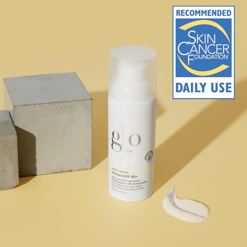 Glo Skin Beauty Oil Free SPF 40+ Hyaluronic Acid Infused All Mineral Sunscreen - Protect Against Sun Damage & Aging Environmental Skin Stressors - Weightless, Invisible Finish Infinity Warehouse