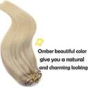 GOO GOO Human Hair Extensions Clip in Natural Ombre Ash Blonde to Golden Blonde and Platinum Blonde Remy Clip in Hair Extensions Straight Long 20 Inch 120g GOO GOO