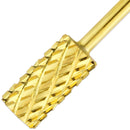 PANA 3/32" Shank Size Professional - Flat Top Large Barrel Gold Carbide 4X Coarse Grit - Nail Drill Bit for Dremel Machine PANA