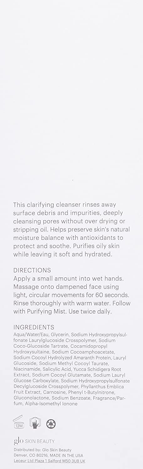 Glo Skin Beauty Purifying Gel Cleanser - Salicylic Acid + Niacinamide Face Wash Balances Skin, Targets Clogged Pores, Excess Oil & Breakouts - Gently Exfoliates & Minimizes Appearance of Fine Lines Infinity Warehouse
