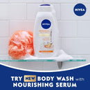 NIVEA Refreshing White Peach and Body Wash with Nourishing Serum Bottle, jasmine, 20 Fl Oz NIVEA