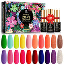 MEFA 23 Pcs Gel Nail Polish Set with Gift Box, Christmas Neon Colors Winter Collection Soak Off Colorful Rainbow Nail Gel Polish Kit with No Wipe Glossy & Matte Top and Base Coat, For Starter Nail Art Salon Design Manicure MEFA