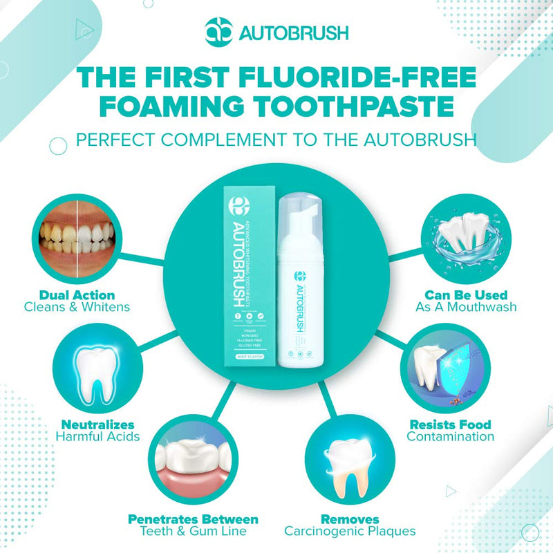 AutoBrush Original Mint Foaming Toothpaste - Travel Friendly, Anti-cavity (Three Pack) AutoBrush