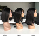 ISEE Hair Short Bob Wigs Human Hair Lace Closure Wigs Brazilian Virgin Human Hair Straight Bob Lace Front Wigs For Black Women Pre Plucked with Baby Hair Natural Black (14inch) ISEE