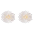 LUX ACCESSORIES White Fabric Floral Center White Pearl Silver Tone Finish Set of 2 Hair Clips LUX ACCESSORIES