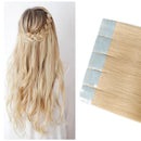 Tape in Hair Extensions Blonde 100% Remy Human Hair 12''-24'' Double Side Tape Seamless Skin Weft Rooted Tape on Natural Hair Extensions 20pcs Long Straight Silky(14 inch 60g,