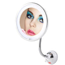 TOP4EVER Flexible 10X Magnifying Suction Mirror, Dimmable LED Lighted Vanity Mirror,Power Locking Suction Cup with Day Light and 360 Degree Swivel, Portable Vanity Mirror for Home Bathroom TOP4EVER