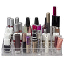 Home Basics 24 Compartment Transparent Plastic Cosmetic Makeup and Nail Polish Storage Organizer Holder for Vanity, Bathroom Counter or Dresser, Clear Home Basics