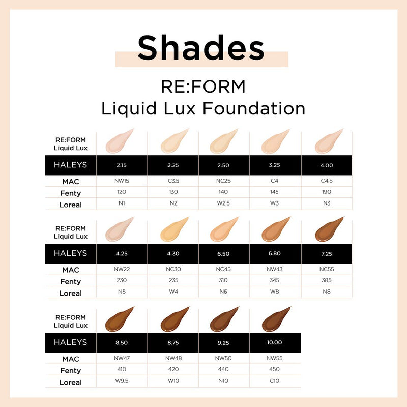 HALEYS RE:FORM Liquid Lux Foundation (2.50) Vegan, Cruelty-Free Foundation Makeup - Even Skin Tone and Cover Blemishes & Imperfections with a Luminous Finish for Long-Lasting Wear HALEYS Store