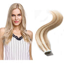 Tape in Human Hair Extensions Highlight Highlighted Double Side Tape Seamless Skin Weft Natural Hair Extensions Long Straight Silky (12" 30g,