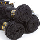 QTHAIR 12A Brazilian Loose Deep Wave Human Hair Bundles with Closure(14" 16" 18"+12",Natural Black) 130% Density Swiss Lace Brazilian Human Hair Lace Closure 100% Unprocessed Brazilian Virgin Hair QTHAIR