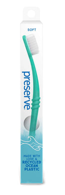 Preserve Ocean Plastic Initiative (POPI) Adult Toothbrush, Made in USA from Recycled Ocean Plastic, Neptune Green, Soft, 6 Count Preserve Store