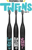 Made by Dentists Sonic X Electric Toothbrush – Rechargeable Kids Sonic Toothbrush, 8X Plaque Removal, 2 Speed Modes, 2-Minute Timer 6 Brush Heads Included, Tweens Ages 7+, Good Vibes Only Edition Infinity Warehouse