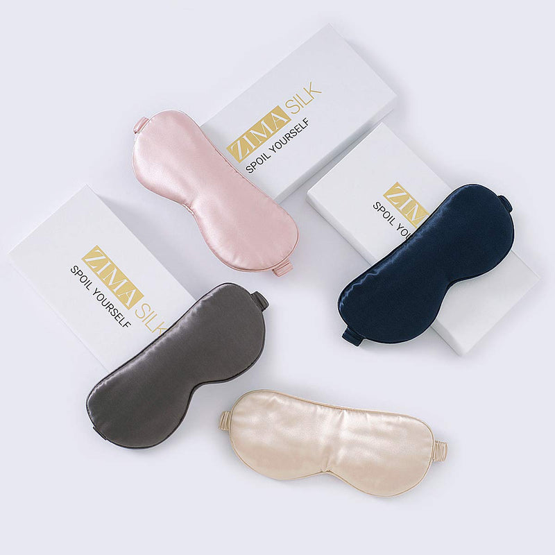 ZIMASILK 100% 22 Momme Pure Mulberry Silk Sleep Mask,Filled with 100% Mulberry Silk,Silk Wrapping Strap- Super Soft & Comfortable Sleep Eye Mask for Sleeping (Black) ZIMASILK