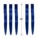 Winsky Blue Clip in Hair Extensions 100% Real Human Hair - Straight Highlights Colored Clip on Hairpieces 5 Pieces/Set (18inch, Blue) Winsky