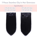 Maxfull Seamless Clip In Remy Hair Extensions Jet Black with Water-Droplet Clips, Clip On Hair Extensions Human Hair, 7pcs, 14inch, 110g Maxfull Store