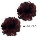 Observe your hair color outdoors! iLUU Wine Red Messy Hairpiece 2pcs/package Scrunchy Scrunchies Elastic Chignon Bun Hairpieces Updo Donut Wavy Synthetic Wig Hair Extensions Hair Bun iLUU