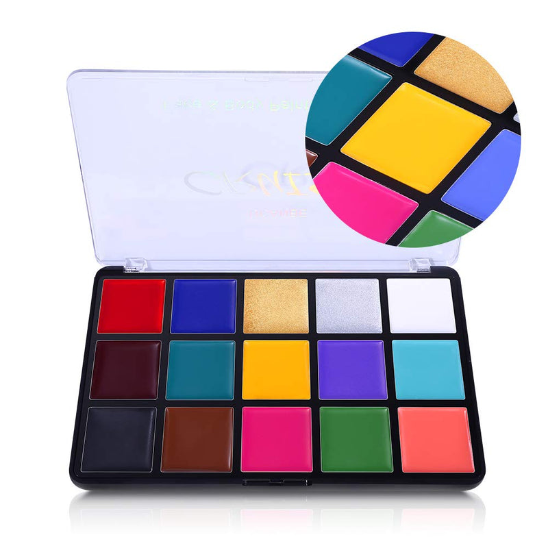 UCANBE Face Body Paint Oil, Professional 15 Colors FX Makeup Palette- Non Toxic Hypoallergenic Safe Facepaint for Halloween, Cosplay Costumes, Parties and Festivals CHARMCODE
