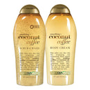OGX Smoothing + Coconut Coffee Exfoliating Body Scrub with Arabica Coffee & Coconut Oil, with OGX Coconut Body Cream, 19.5oz OGX