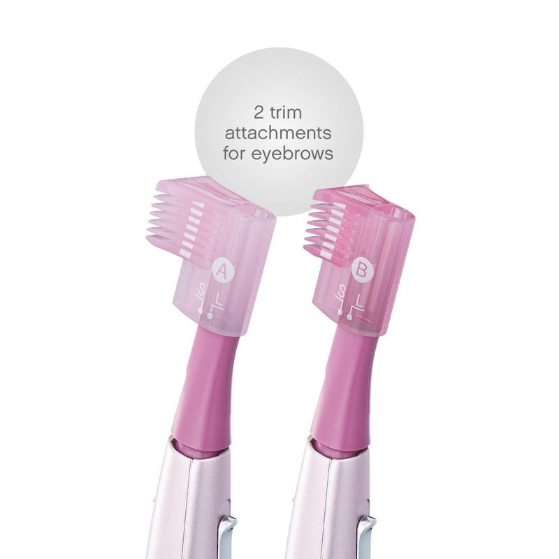 Panasonic Facial Hair Trimmer for Women ES2113PC, with Pivoting Head and Eyebrow Trimmer Attachments, Dry Use, Battery-Operated Panasonic