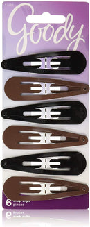Goody Metal Contour Hair Snap Clips - 6 Count, Black and Brown - Just Snap Into Place - Suitable for All Hair Types - Pain-Free Hair Accessories for Women and Girls - All Day Comfort GOODY