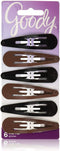 Goody Metal Contour Hair Snap Clips - 6 Count, Black and Brown - Just Snap Into Place - Suitable for All Hair Types - Pain-Free Hair Accessories for Women and Girls - All Day Comfort GOODY