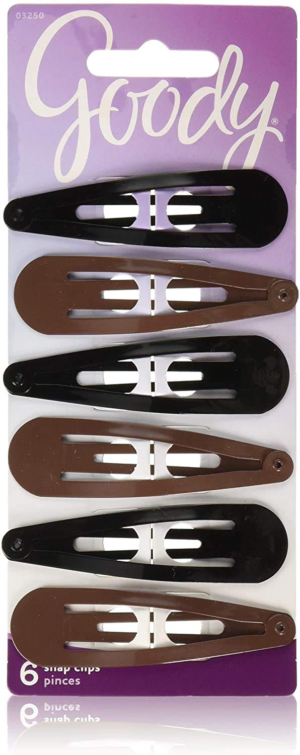 Goody Metal Contour Hair Snap Clips - 6 Count, Black and Brown - Just Snap Into Place - Suitable for All Hair Types - Pain-Free Hair Accessories for Women and Girls - All Day Comfort GOODY
