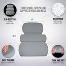 Gorilla Grip Comfort Slip Resistant Large Thick Soft Waterproof Relaxing Spa Bath Pillow, Fits Curved or Straight Back Tubs, Cushion Support Head and Neck in Tub, Bathtub Accessory, 3 Panel, Gray Gorilla Grip