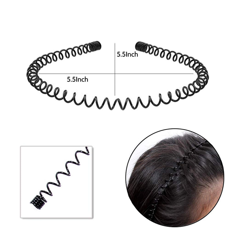 12Pcs Metal Headband Hair Hoop Band for Men Women, Casulo Non-Slip Black Spring Unisex Wavy Headwear Hairband Accessories for Sports, Outdoor, Yoga Casulo
