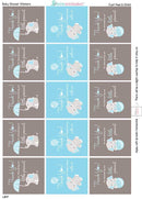 45 Lip Balm Labels Boy Baby Shower Favors Gray Elephant Stickers (Light Blue) Digitaldoodlebug