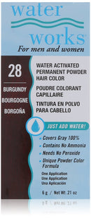 Water Works Water Activated Permanent Powder Hair Color for Men and Women, 28 Burgundy Water Works