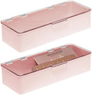 mDesign Makeup Storage Stackable Organizer Box for Bathroom Vanity, Countertops, Drawers - Holds Blenders, Eyeshadow Palettes, Lipstick, Lip Gloss, Makeup Brushes - Hinged Lid - 2 Pack - Pink/Clear mDesign Store