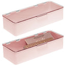 mDesign Long Plastic Cosmetic Storage Organizer Box Containers with Hinged Lid for Bedroom, Bathroom Vanity Shelf or Cabinet, Holds Masks, Palettes, Lotion, or Nail Polish, 2 Pack - Light Pink/Clear mDesign