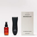The Complete Package by Meridian: Includes Menâs Waterproof Electric Below-The-Belt Trimmer and The Spray (50 mL) - Features Ceramic Blades and Sensitive Shave Tech (Onyx) Meridian