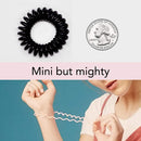 SUPERLUXE 8pk Black Spiral Hair Ties - Painlessly keep your hair up with no crease, damage, or tangles transparent ponytail holder hair bands - small coil elastic hair accessory for all hair types SUPERLUXE