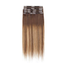 Ombre Double Weft 100% Remy Human Hair Clip in Extensions Highlight Highlighted Thick Thickened Long Straight 8pcs 18clips 20" / 20 inch 150g 4T27P4 Medium Brown to Dark Blonde mix Medium Brown MY-LADY