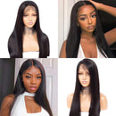 Wingirl Transparent Straight Lace Front Human Hair Wigs 13×4inch Lace Frontal Wig Pre Plucked with Baby Hair Natural Color (16inch, 220% denisty) Wingirl