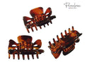 Parcelona French Classic Tortoise Shell Brown Very Small 1 1/2" Claw Clips with Tight Spring Set of 3 Girls Hair Jaw Claw Clips Durable Styling Paris Hair Accessories for Women No Slip, Made in France Parcelona