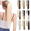 Wrap Around Ponytail Hair Extension One Piece Magic Paste Hairpiece Synthetic Straight Curly(23"Straight, 4AP27A) S-noilite
