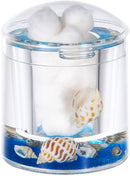 Locco Decor Acrylic Liquid 3D Floating Motion Round Qtip Cotton Ball Swab Holder Dispenser with Lid Shell Locco Decor