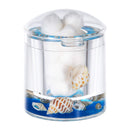 Locco Decor Acrylic Liquid 3D Floating Motion Round Qtip Cotton Ball Swab Holder Dispenser with Lid Shell Locco Decor