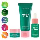 I DEW CARE Kitten My Balance On Facial Treatment Set + Soft Silicone Face Mask Brush + Black Cat Spa Headband Bundle I DEW CARE