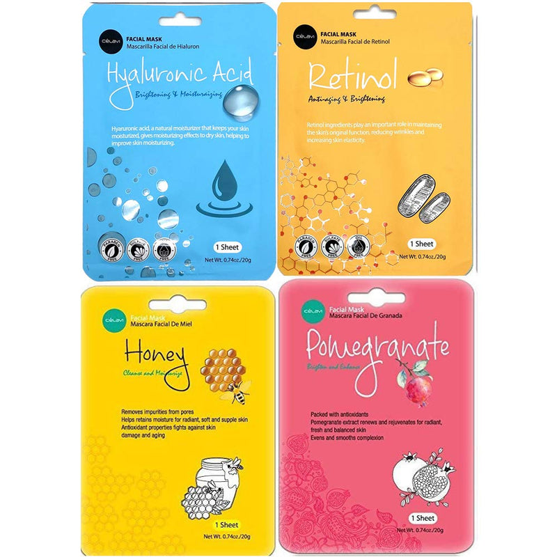 Celavi Face Mask Set Korean Beauty Essence Facial Paper Sheet Mask Korea Skin Care Moisturizing 3 Packs of each 12 New flavors K-Beauty Skincare 36 masks in a pack Made in Korea Celavi Cosmetics