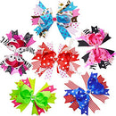 6 Pack 6 inch Large Big Grosgrain Ribbon Hair Bows Clips with Rhinestone for Girls Toddlers Kids Teens LCLHB