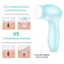 Electric Facial Cleansing Brush 7 in 1 - Fabuday Face Skin Spin Brush for Deep Cleansing, Gentle Exfoliating, Blackhead Removing and Massaging, Battery Operated Facial Cleanser Brush Fabuday